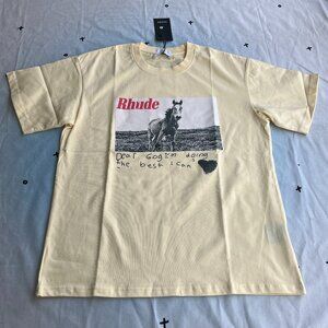 Rhude Horse Hand Written Dear God L M Doingthe Best T Shirt
